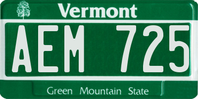 VT license plate AEM725