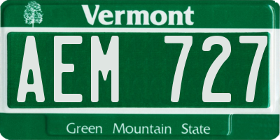 VT license plate AEM727