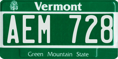 VT license plate AEM728
