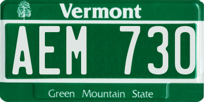 VT license plate AEM730