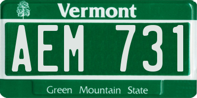 VT license plate AEM731
