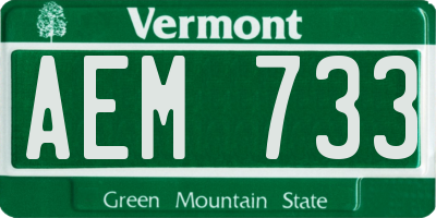 VT license plate AEM733