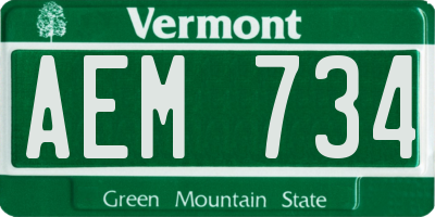 VT license plate AEM734