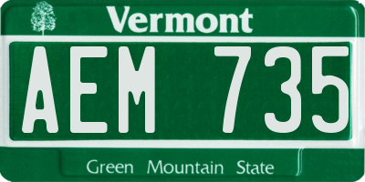 VT license plate AEM735