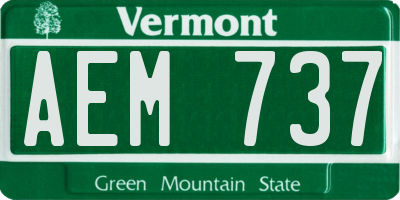 VT license plate AEM737