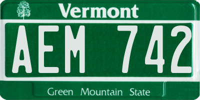 VT license plate AEM742