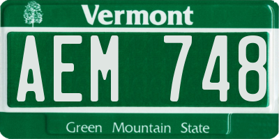 VT license plate AEM748