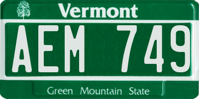 VT license plate AEM749