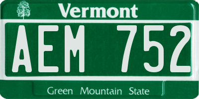 VT license plate AEM752