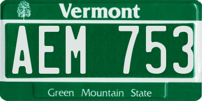 VT license plate AEM753