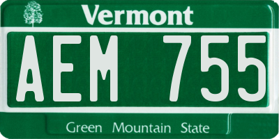 VT license plate AEM755