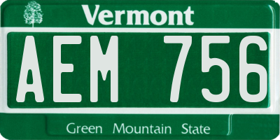 VT license plate AEM756