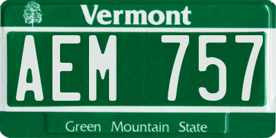 VT license plate AEM757