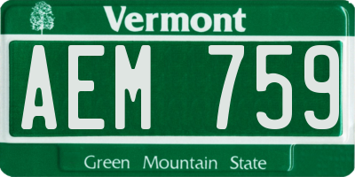 VT license plate AEM759