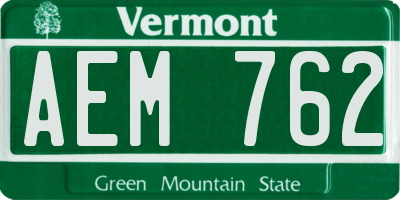VT license plate AEM762