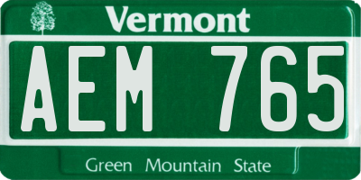 VT license plate AEM765