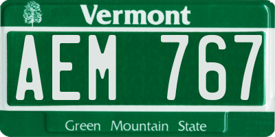 VT license plate AEM767