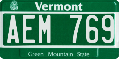 VT license plate AEM769