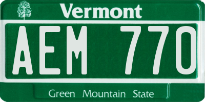 VT license plate AEM770