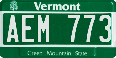 VT license plate AEM773