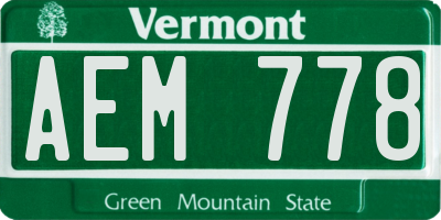 VT license plate AEM778