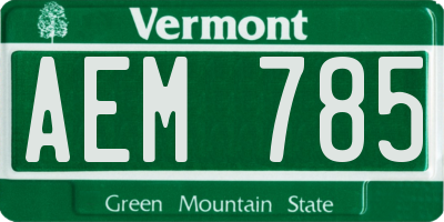 VT license plate AEM785