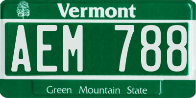 VT license plate AEM788