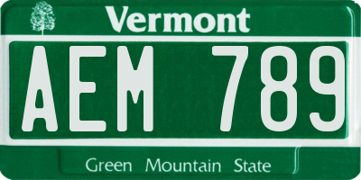 VT license plate AEM789