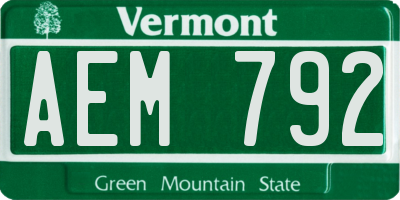 VT license plate AEM792