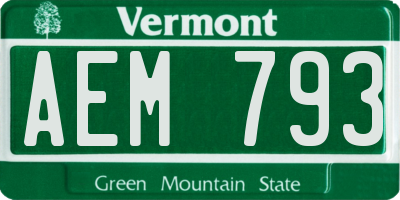 VT license plate AEM793