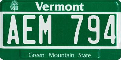 VT license plate AEM794
