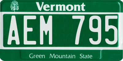 VT license plate AEM795