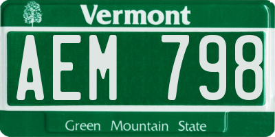 VT license plate AEM798