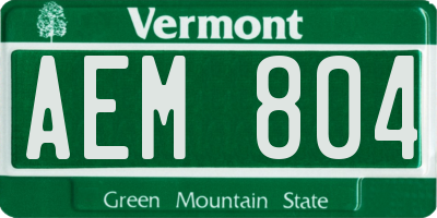 VT license plate AEM804