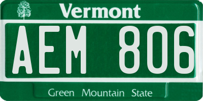 VT license plate AEM806
