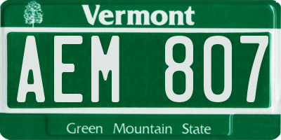 VT license plate AEM807