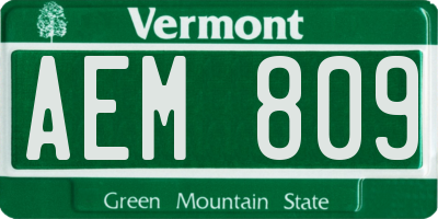 VT license plate AEM809
