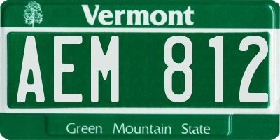 VT license plate AEM812