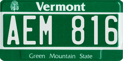 VT license plate AEM816