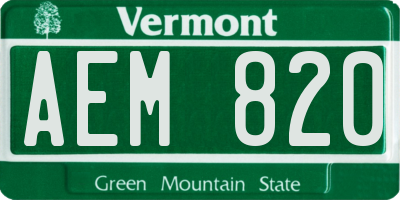 VT license plate AEM820