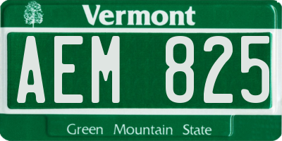 VT license plate AEM825