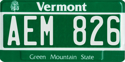VT license plate AEM826