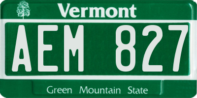 VT license plate AEM827