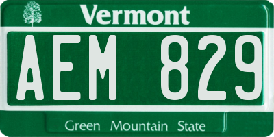 VT license plate AEM829