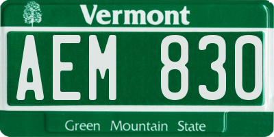 VT license plate AEM830