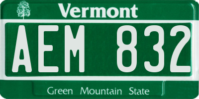 VT license plate AEM832