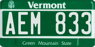 VT license plate AEM833
