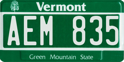 VT license plate AEM835