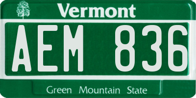 VT license plate AEM836