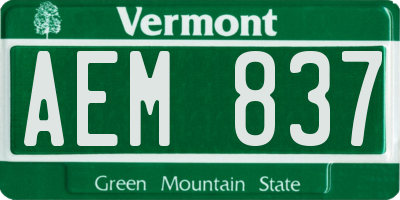 VT license plate AEM837